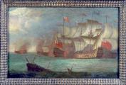 15. 18th or 19th century marine oil on wood panel by  